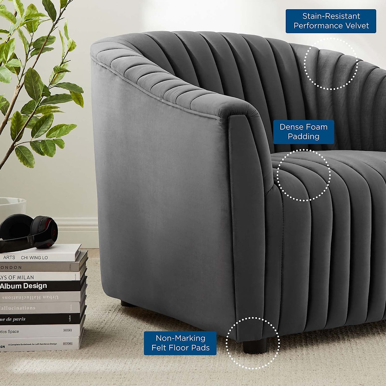 Modway Announce Announce Velvet Channel Armchair