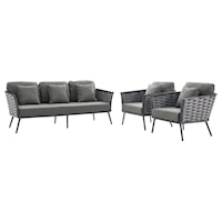 Stance 3 Piece Outdoor Patio Aluminum Sectional Sofa Set