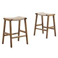 Saoirse Woven Rope Wood Counter Stool - Set of 2