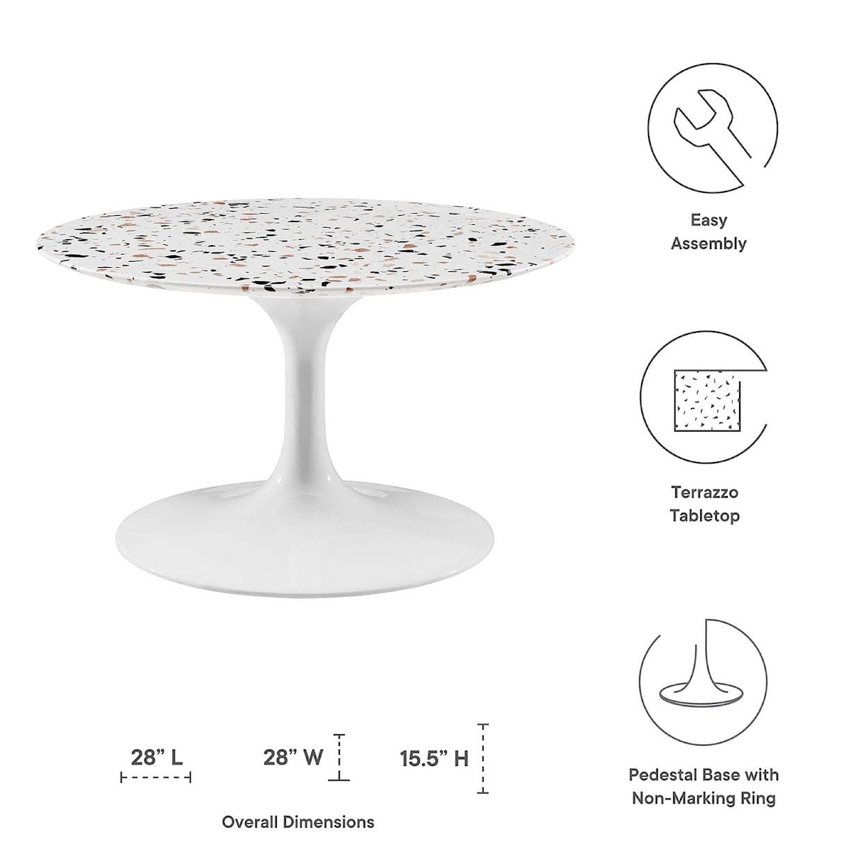 Modway Lippa Lippa 28" Round Terrazzo Coffee Table