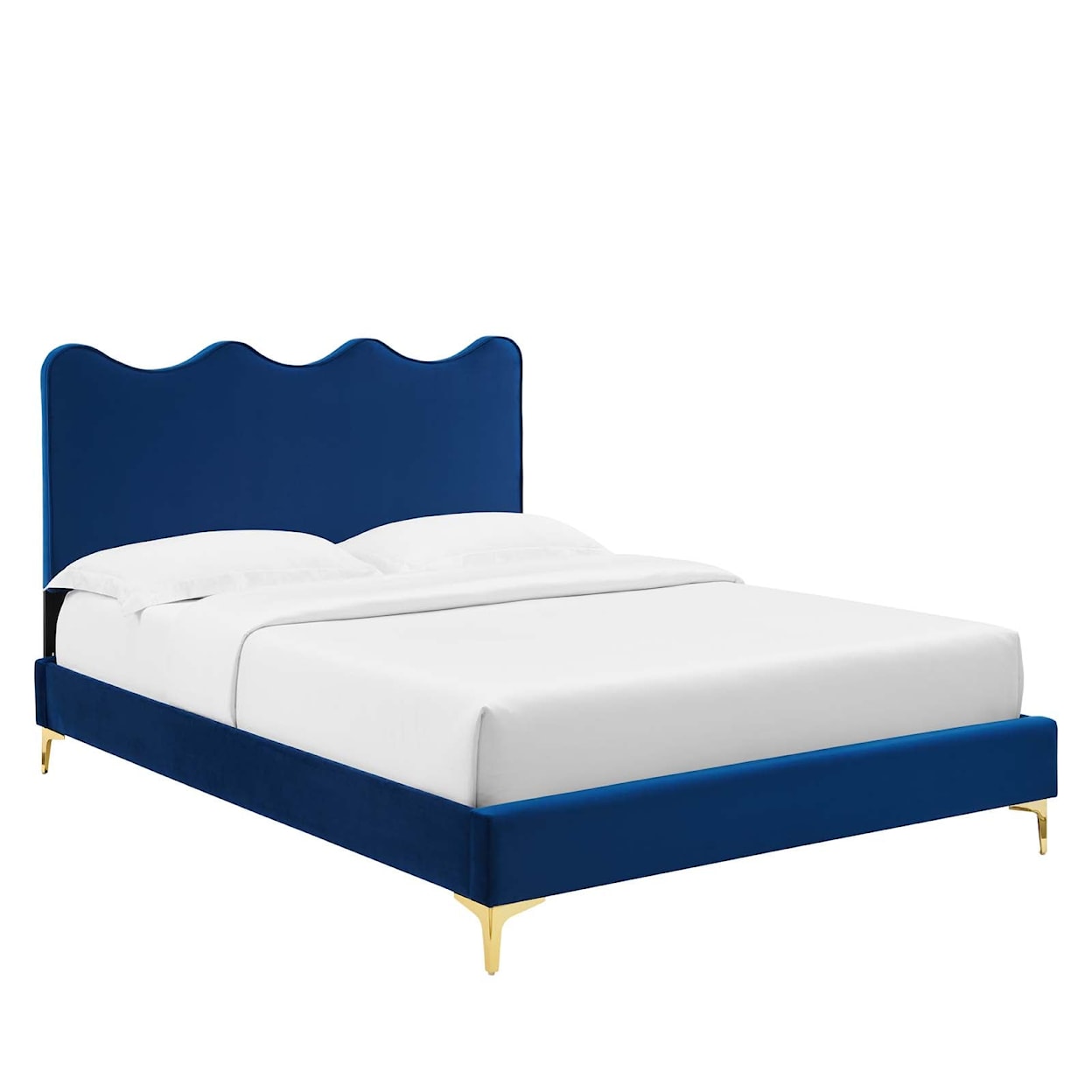 Modway Current Current Velvet Queen Platform Bed