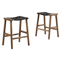 Saoirse Faux Leather Wood Counter Stool - Set of 2