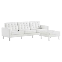 Loft Tufted Vegan Leather Sofa and Ottoman Set