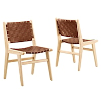 Saoirse Faux Leather Wood Dining Side Chair - Set of 2