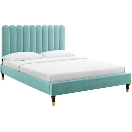 Reagan Full Velvet Platform Bed