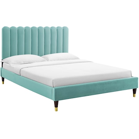 Reagan Full Velvet Platform Bed