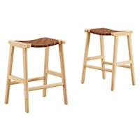 Saoirse Faux Leather Wood Counter Stool - Set of 2