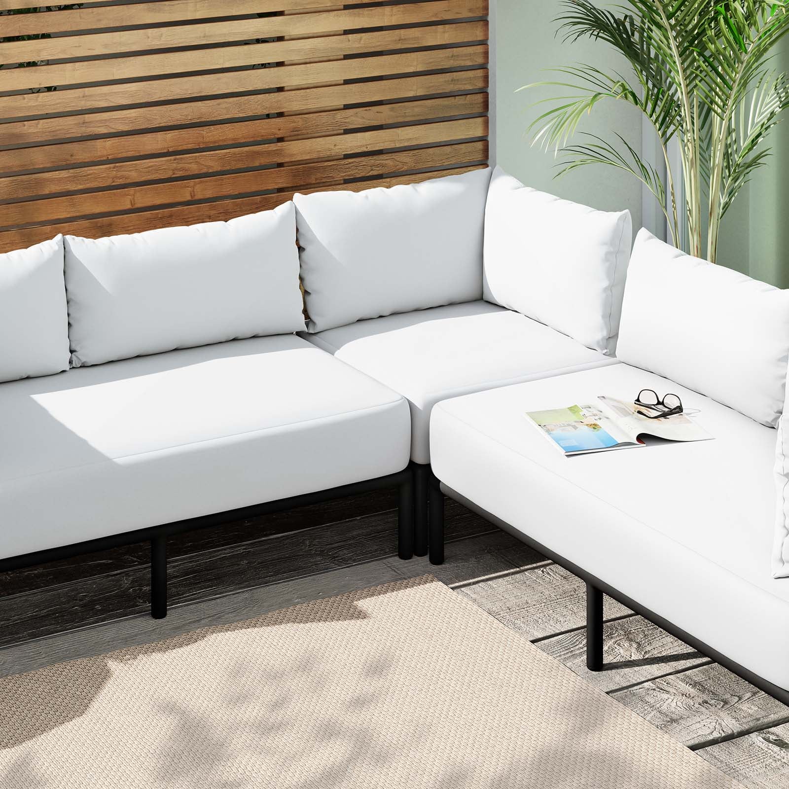 Modway Hanalei EEI5631IVOWHI Hanalei Outdoor Patio 3Piece Sectional