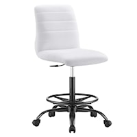 Ripple Contemporary Armless Vegan Leather Drafting Chair - White