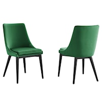 Viscount Accent Performance Velvet Dining Chairs - Black/Emerald - Set of 2