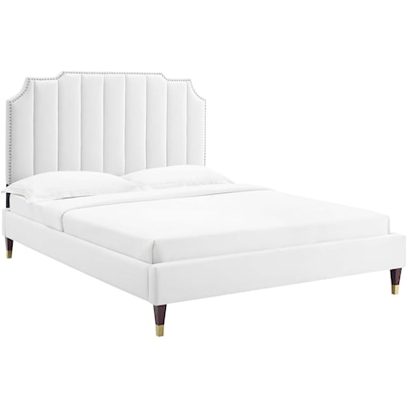 Colette Full Velvet Platform Bed