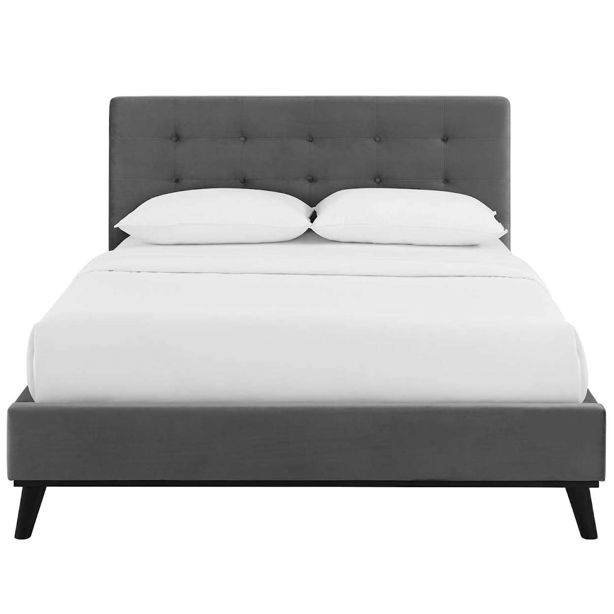 Modway McKenzie McKenzie Queen Biscuit Velvet Platform Bed