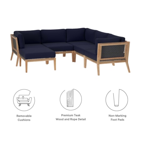 Outdoor Patio 6-Piece Sectional Sofa