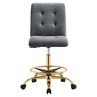 Contemporary Prim Upholstered Swivel Office Chair with Tufting