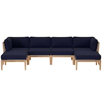 Contemporary Clearwater Outdoor Patio 6-Piece Sectional Sofa
