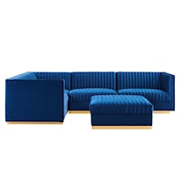 Sanguine Channel Tufted Performance Velvet 5-Piece Left-Facing Modular Sectional Sofa