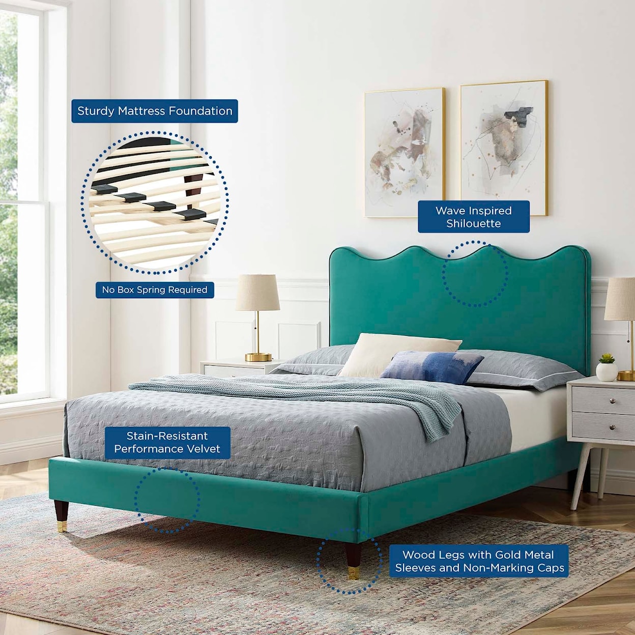 Modway Current Current Velvet Twin Platform Bed