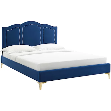 Emerson Velvet Queen Platform Bed