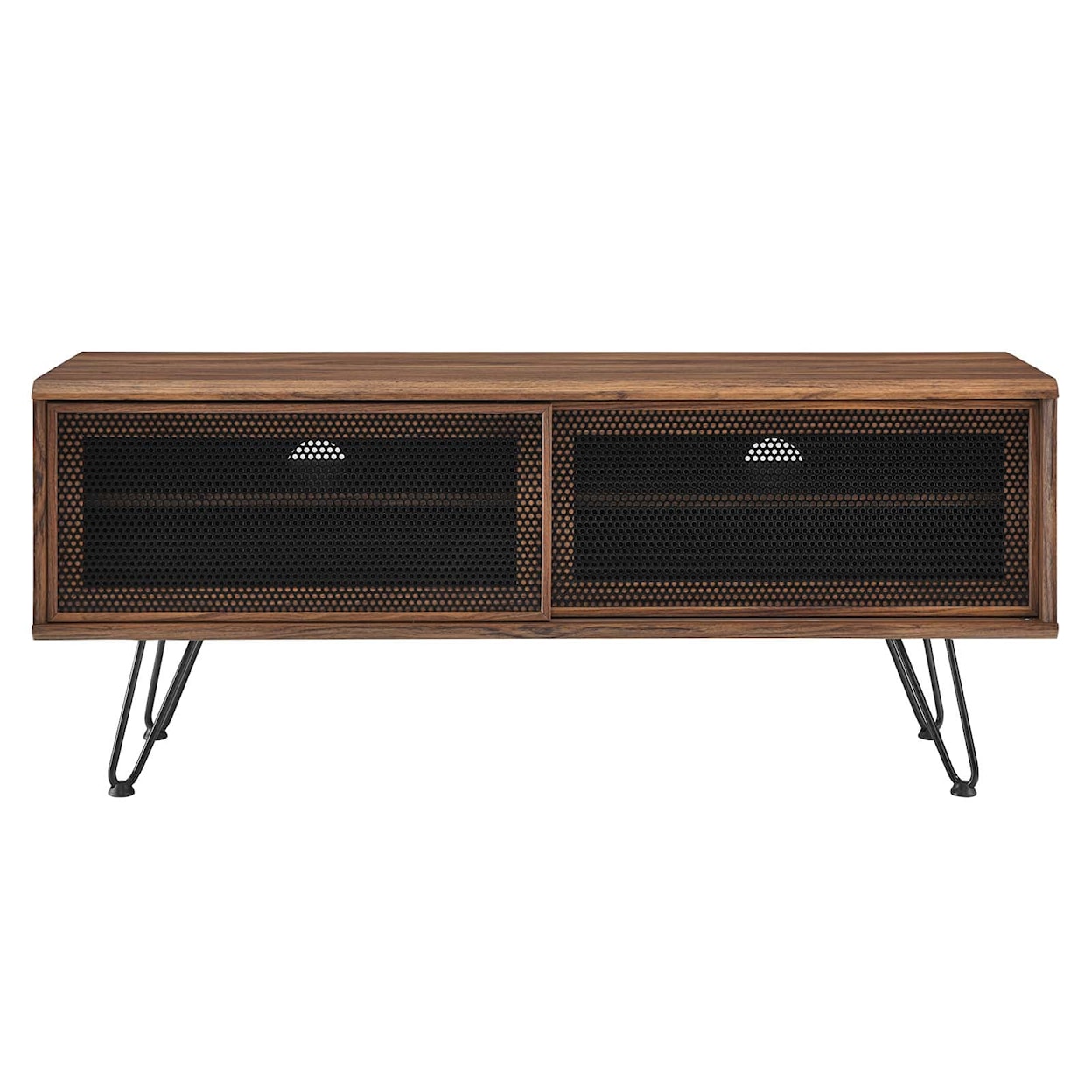 Modway Nomad TV Stand with Sliding Metal Mesh Doors