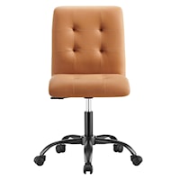 Contemporary Prim Upholstered Swivel Office Chair with Tufting