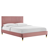 Yasmine Channel Tufted Performance Velvet Twin Platform Bed