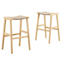 Saoirse Woven Rope Wood Bar Stool - Set of 2