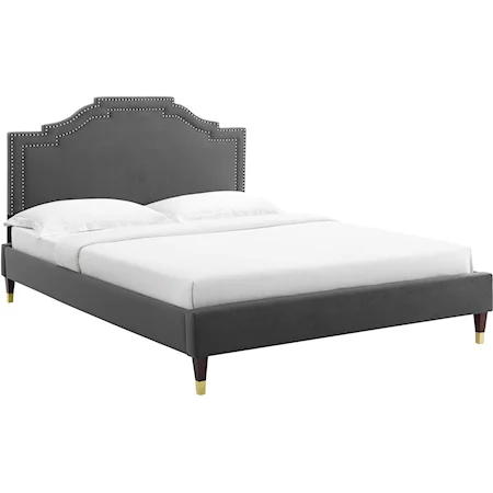 Adelaide Velvet Queen Platform Bed