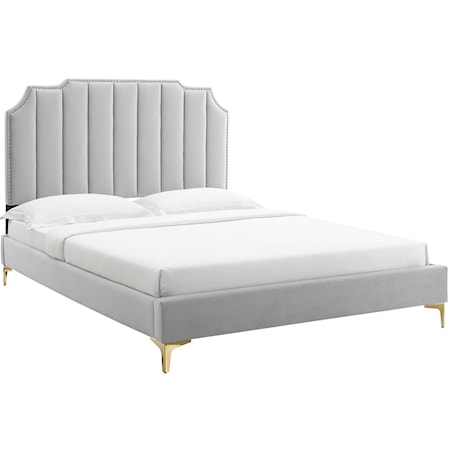 Colette Queen Velvet Platform Bed