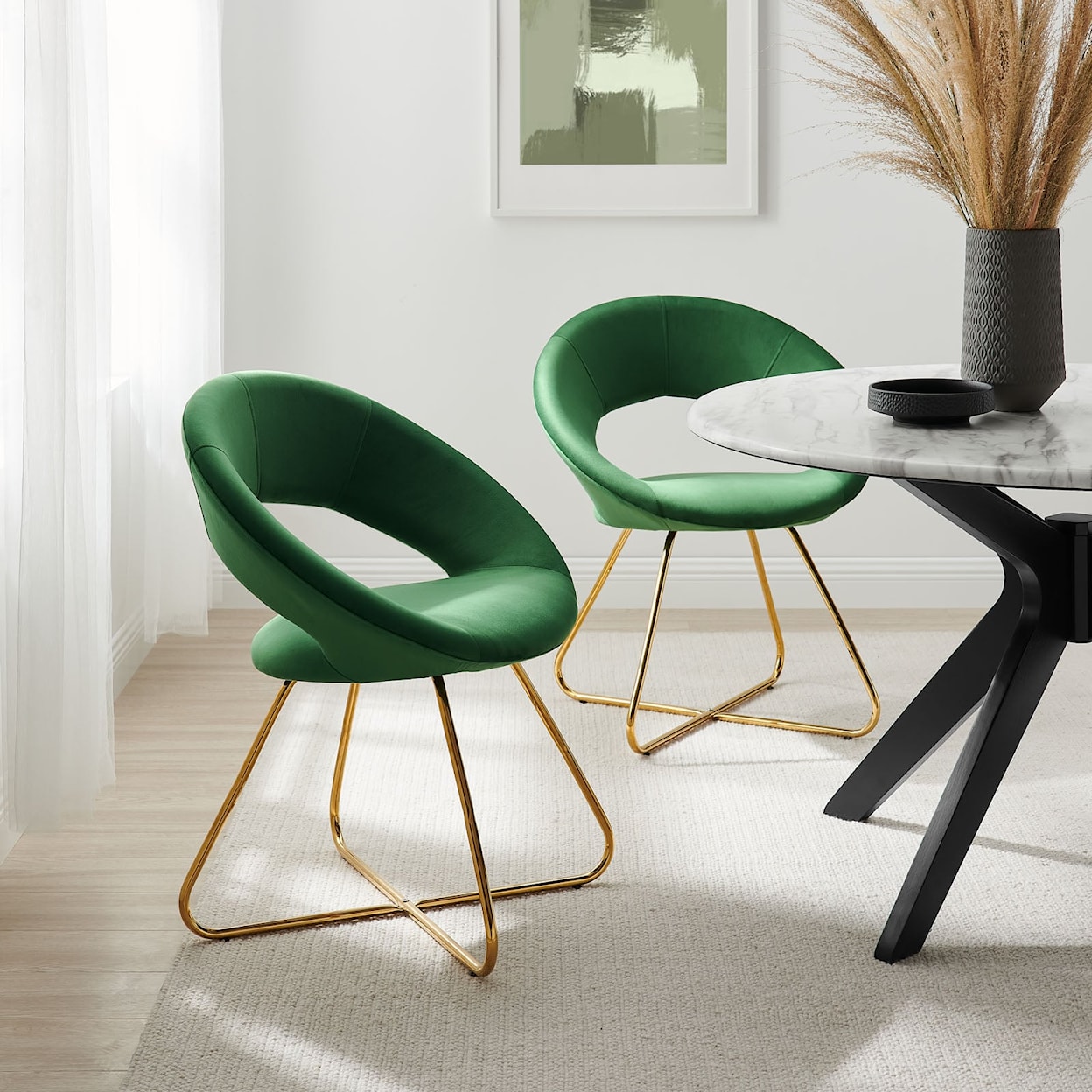 Modway Nouvelle Nouvelle Velvet Dining Chair Set of 2