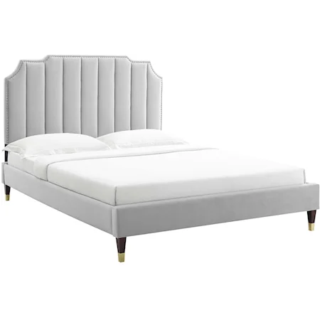 Colette Full Velvet Platform Bed