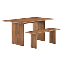 Amistad 60" Wood Dining Table and Bench Set