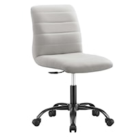 Ripple Contemporary Armless Vegan Leather Office Chair - Light Gray