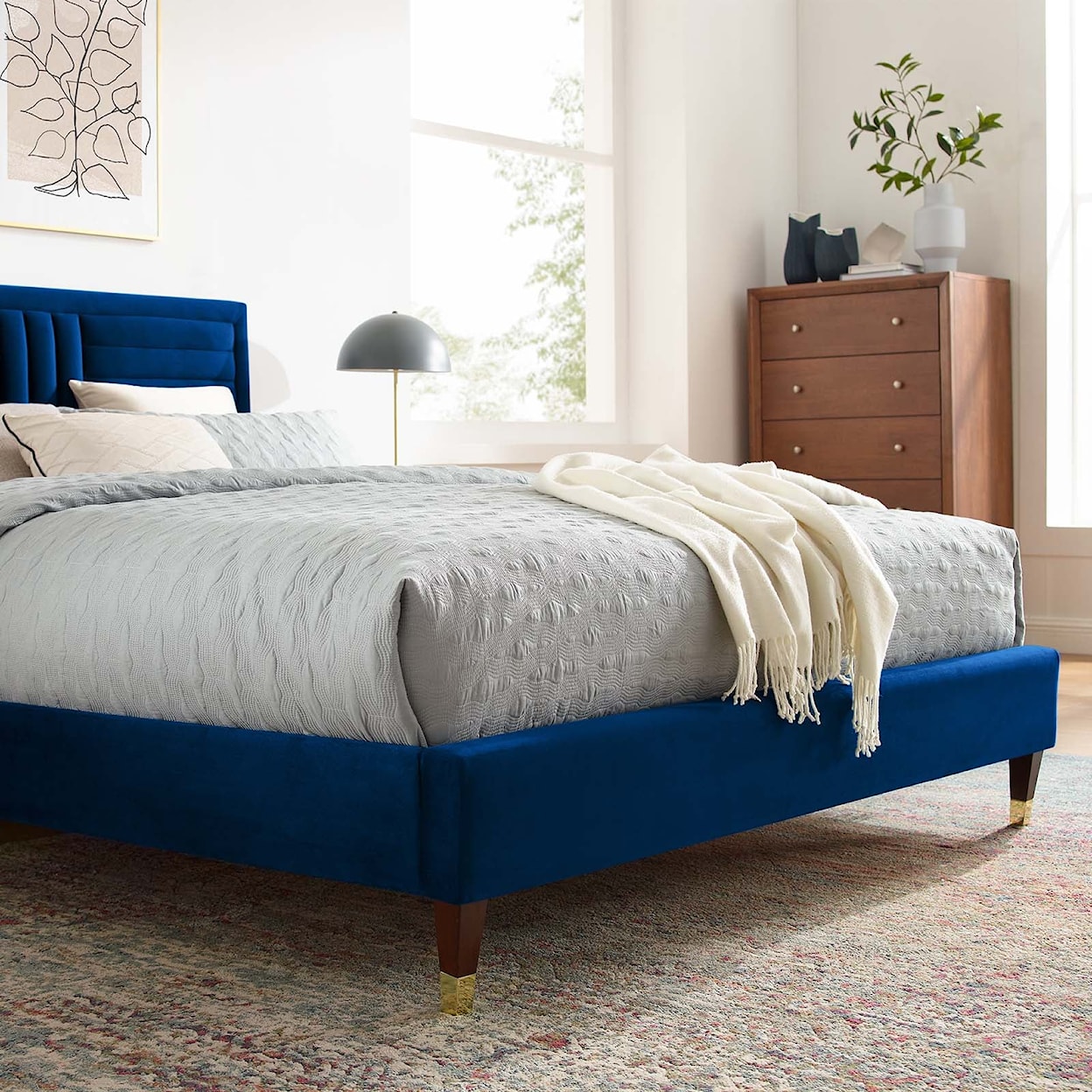 Modway Sofia Sofia Channel Velvet Full Platform Bed