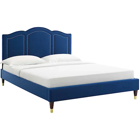 Emerson Velvet Queen Platform Bed