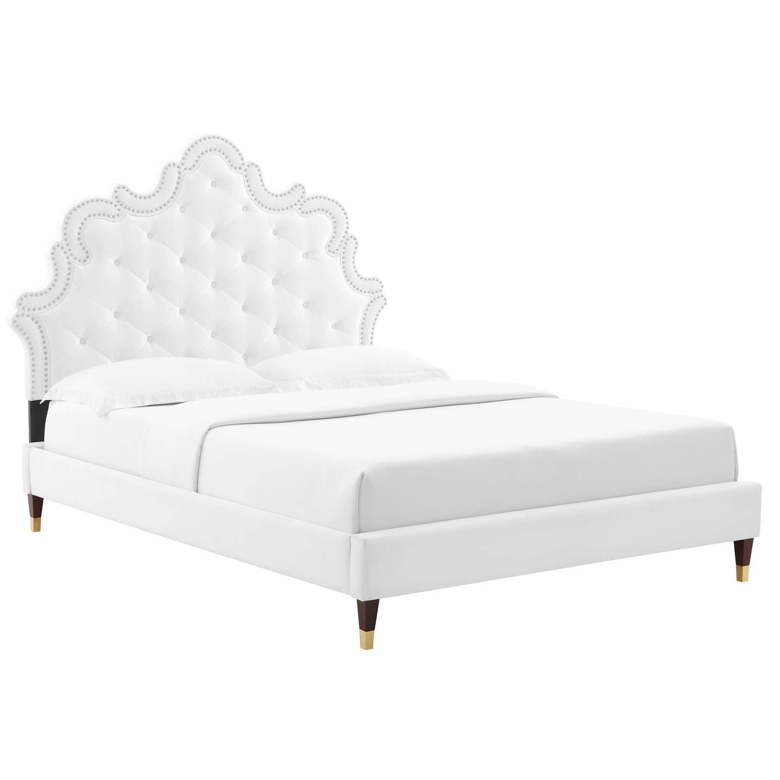 Modway Sasha MOD6807WHI Sasha ButtonTufted Performance Velvet Full