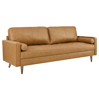 Valour Mid-Century Modern 88" Leather Sofa - Tan