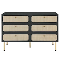 Contemporary Chaucer 6-Drawer Compact Dresser with Full Glide Drawers