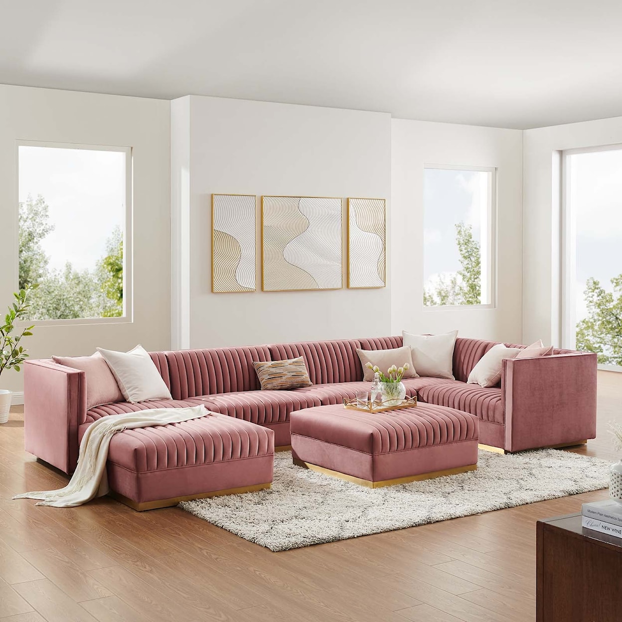 Modway Sanguine 7-Piece Right-Facing Modular Sectional Sofa