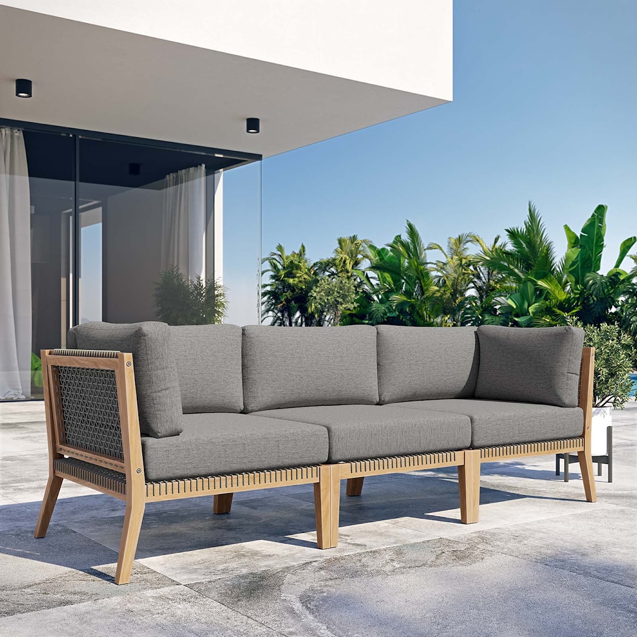 Modway Clearwater Outdoor Patio 3-Piece Sectional Sofa