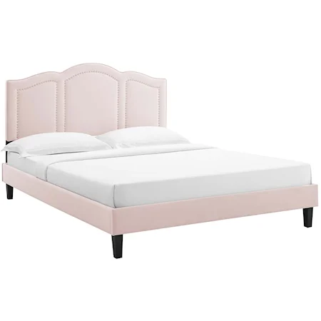 Emerson Velvet Queen Platform Bed