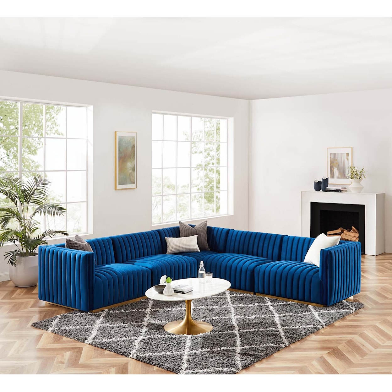 Modway Conjure Velvet 5-Piece Sectional