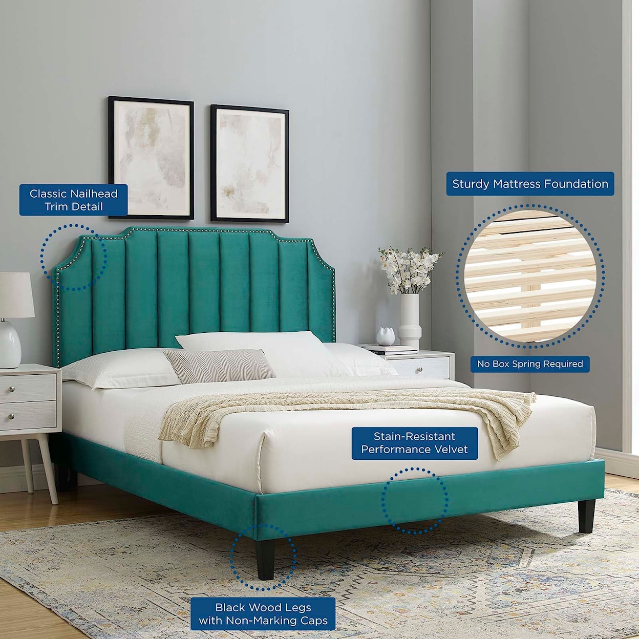 Modway Colette Colette Twin Velvet Platform Bed