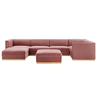 Sanguine Channel Tufted Performance Velvet 7-Piece Right-Facing Modular Sectional Sofa