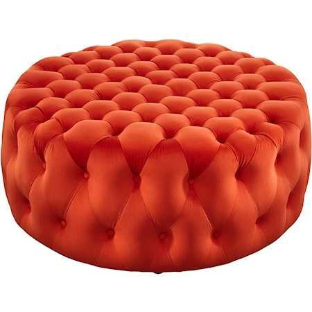 Amour Button Large Round Velvet Ottoman