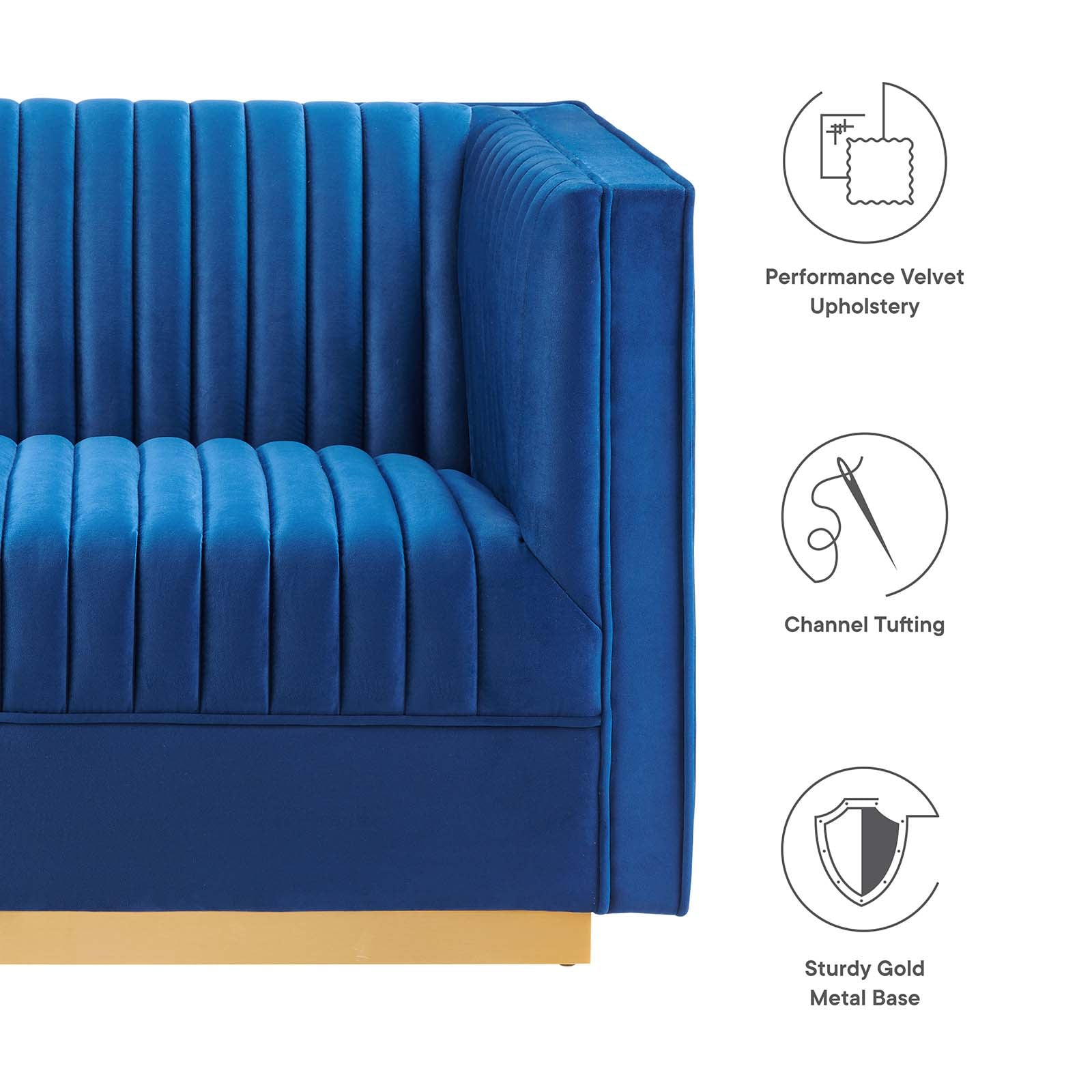 Modway Sanguine EEI5826NAV Sanguine Channel Tufted Performance Velvet 4Piece Modular