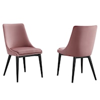 Viscount Accent Performance Velvet Dining Chairs - Black/Dusty Rose - Set of 2