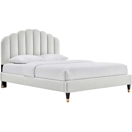 Daisy Velvet Queen Platform Bed