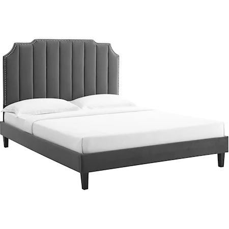 Colette Full Velvet Platform Bed