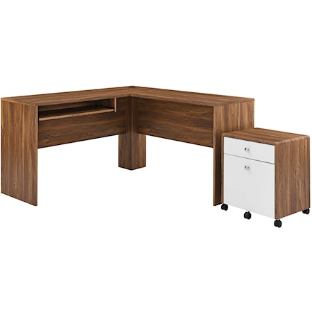 Transmit Wood Desk and File Cabinet Set