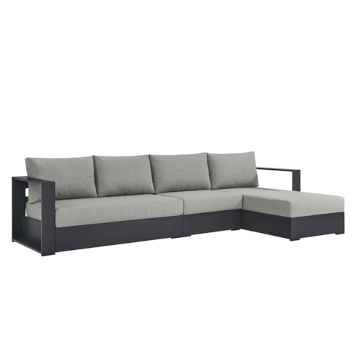 Tahoe 3-Piece Outdoor Patio Powder-Coated Aluminum Right-Facing Chaise Sectional Sofa Set By Modway